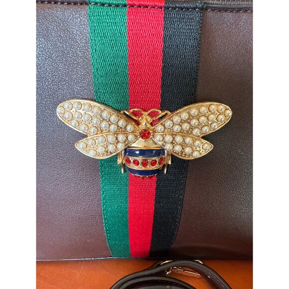 Queen Bee Stripe Crossbody Boxy Satchel Bag Purse Designer-Inspired - Picture 2 of 12